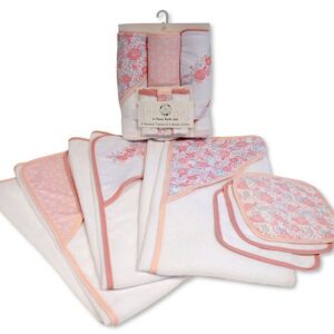 Baby Girls 6 Pcs Hooded Towel Wash Cloth Set