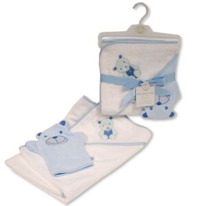 Buy Baby Boys Hooded Towel And Baby Boys Wash Mitten Uk
