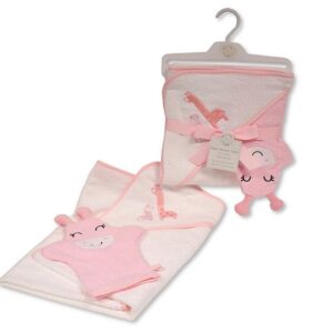 Buy Baby Girls Hooded Towel And Baby Girls Wash Mitten Uk