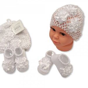 Buy Baby Hat And Booties Set White Colour Online In Uk