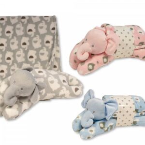 Large Elephant Plush Toy with Blanket